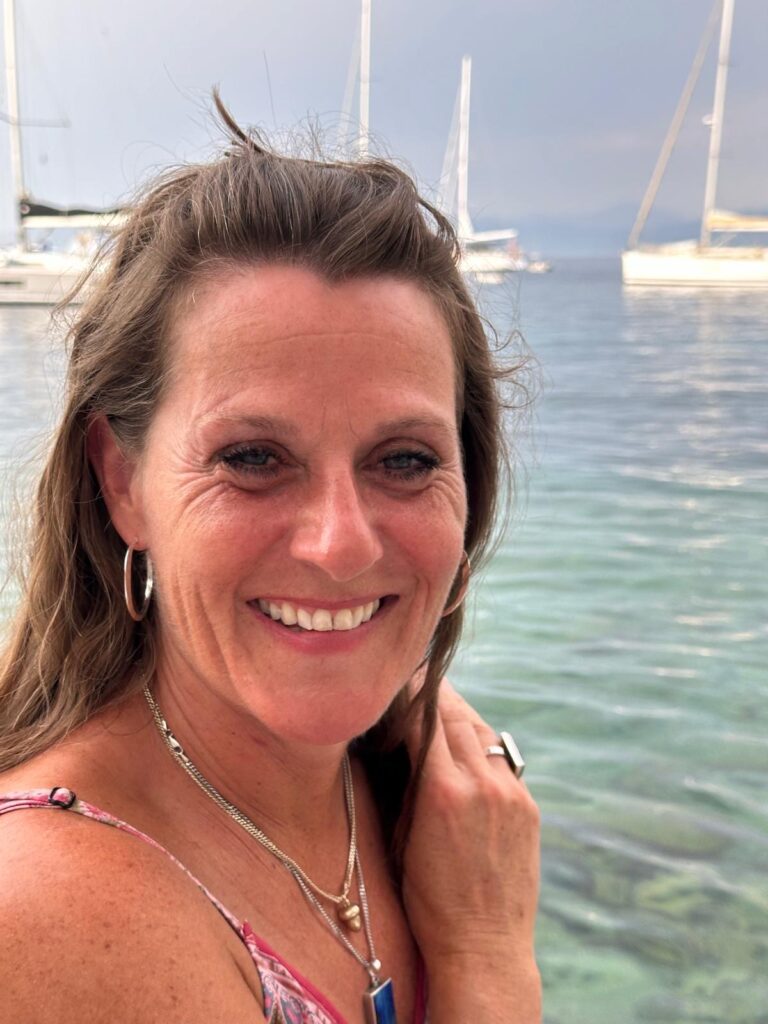 mel on holiday smiling broadly